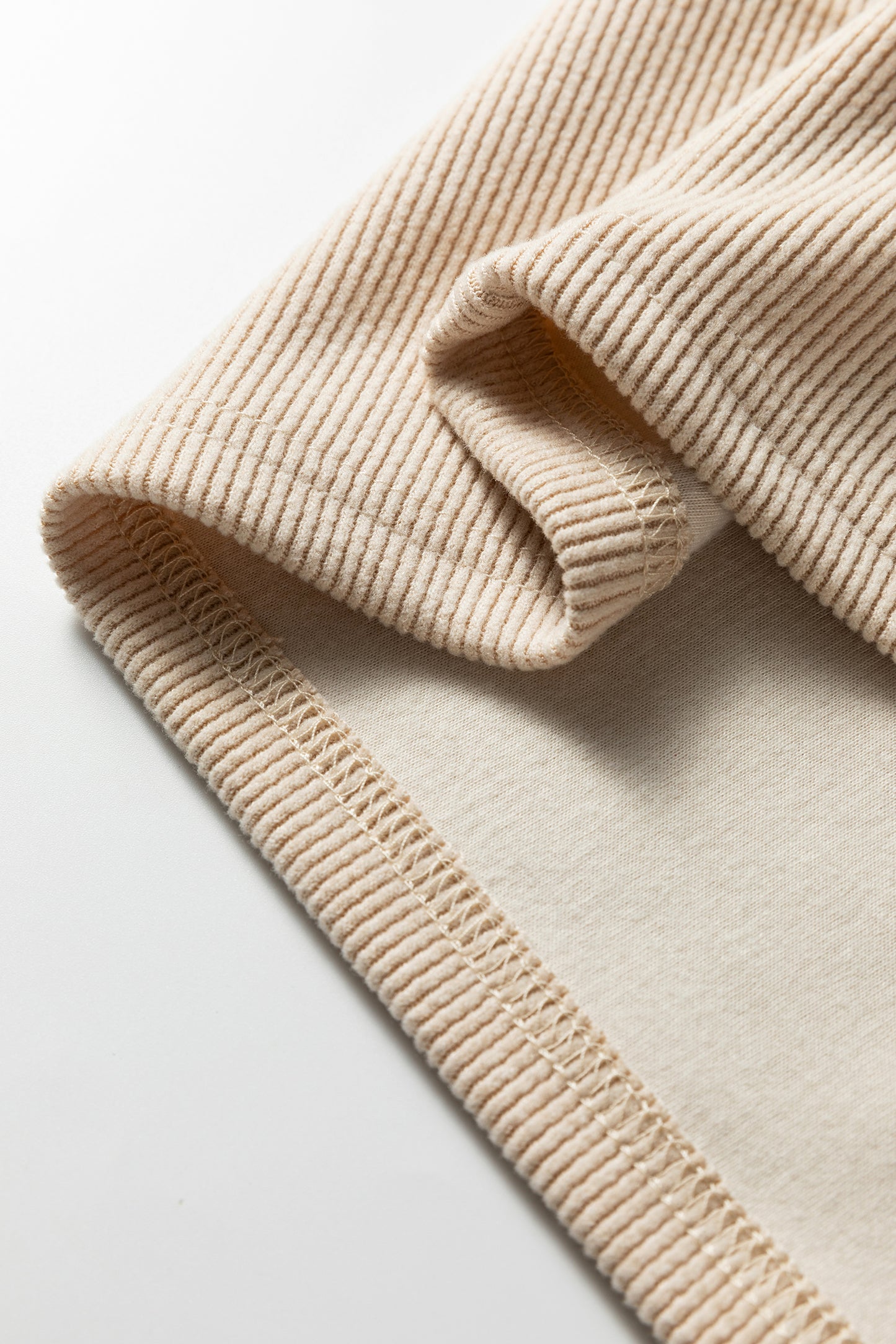Rose Tan Thermal Textured Lace Drawstring Baggy Hoodie