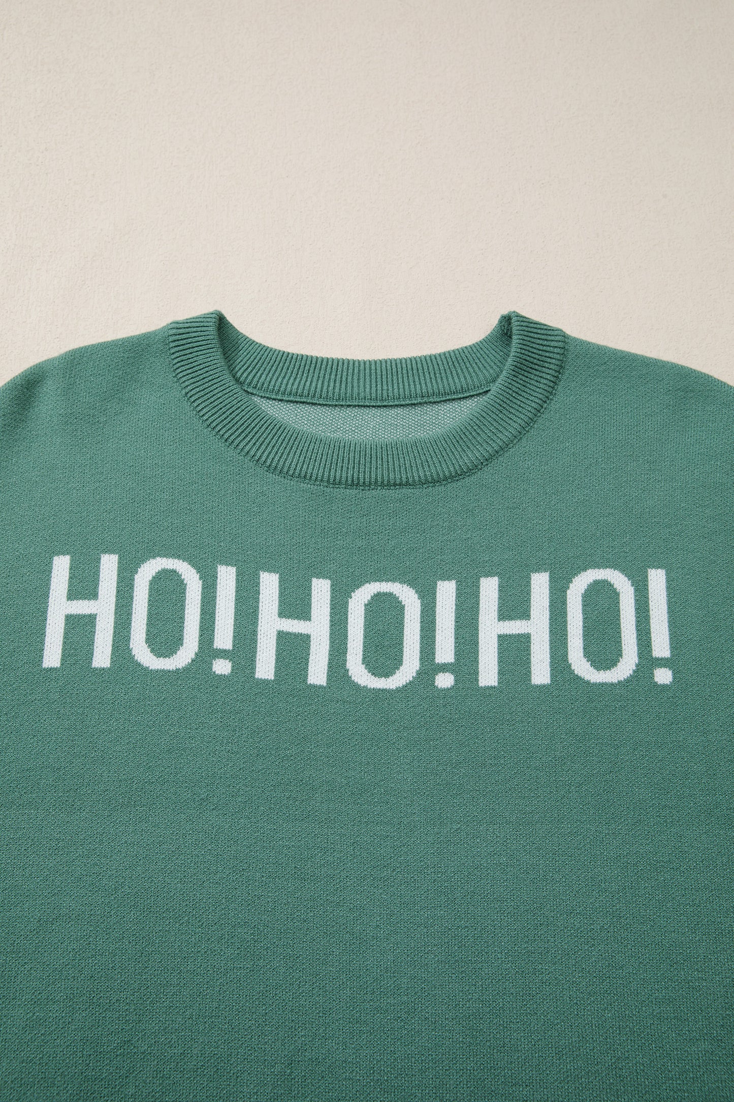 Fiery Red HO HO HO MERRY CHRISTMAS Drop Shoulder Loose Sweater