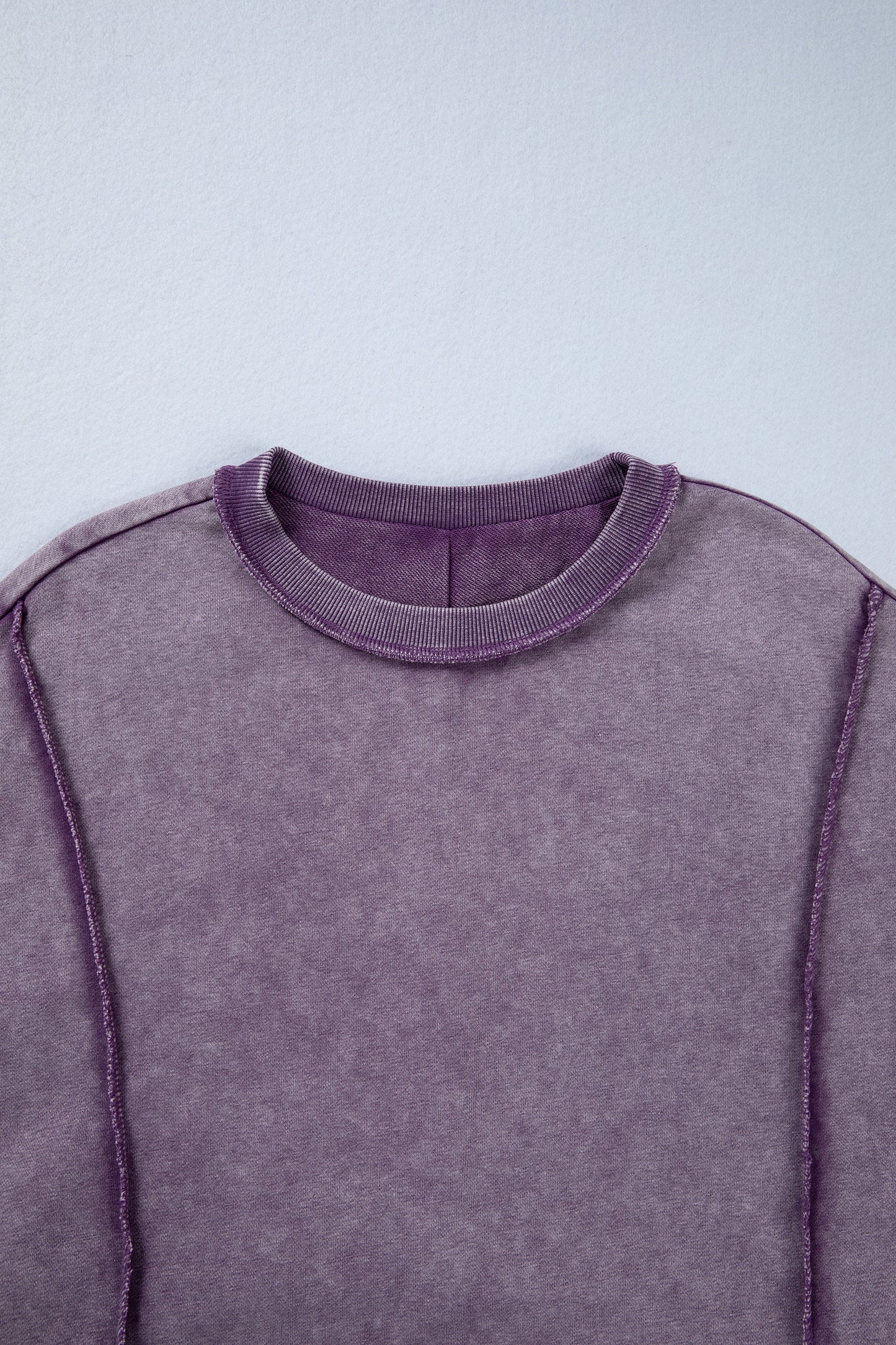 Red Sandalwood Mineral Wash Exposed Seam Side Slit Sweatshirt