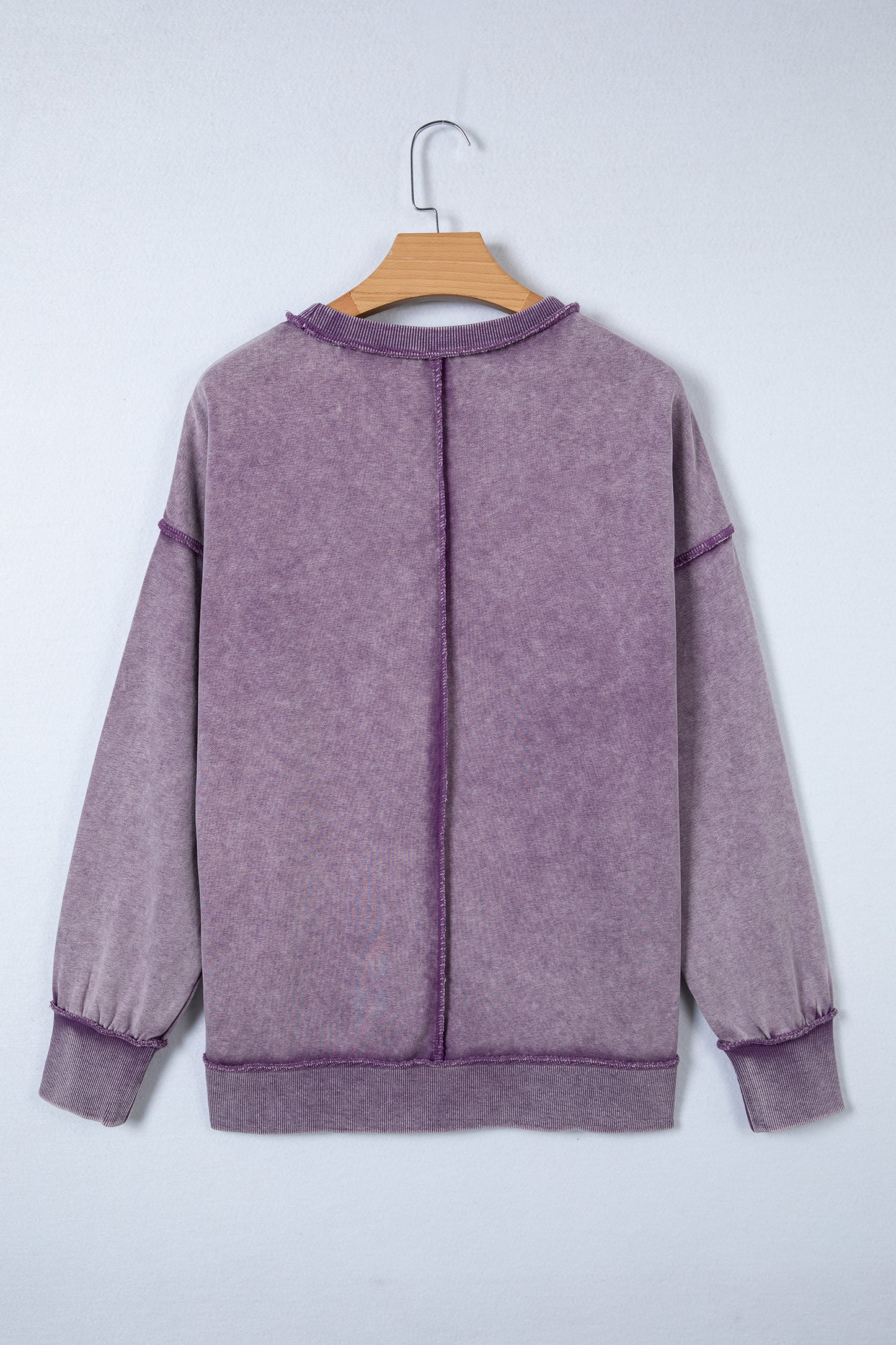 Red Sandalwood Mineral Wash Exposed Seam Side Slit Sweatshirt