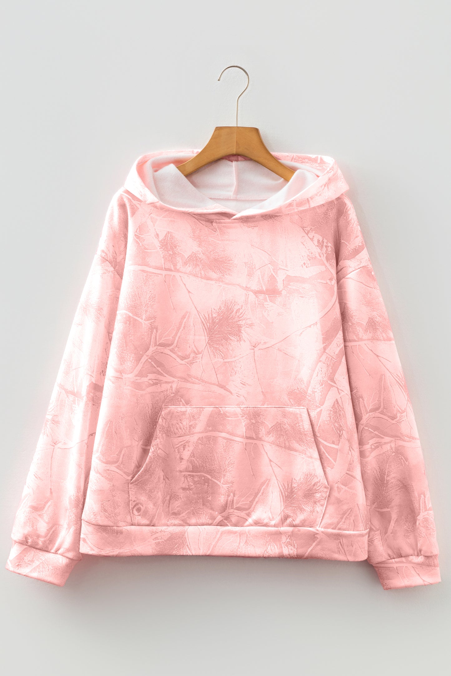 Gray Camouflage Woodland Print Oversized Sporty Hoodie