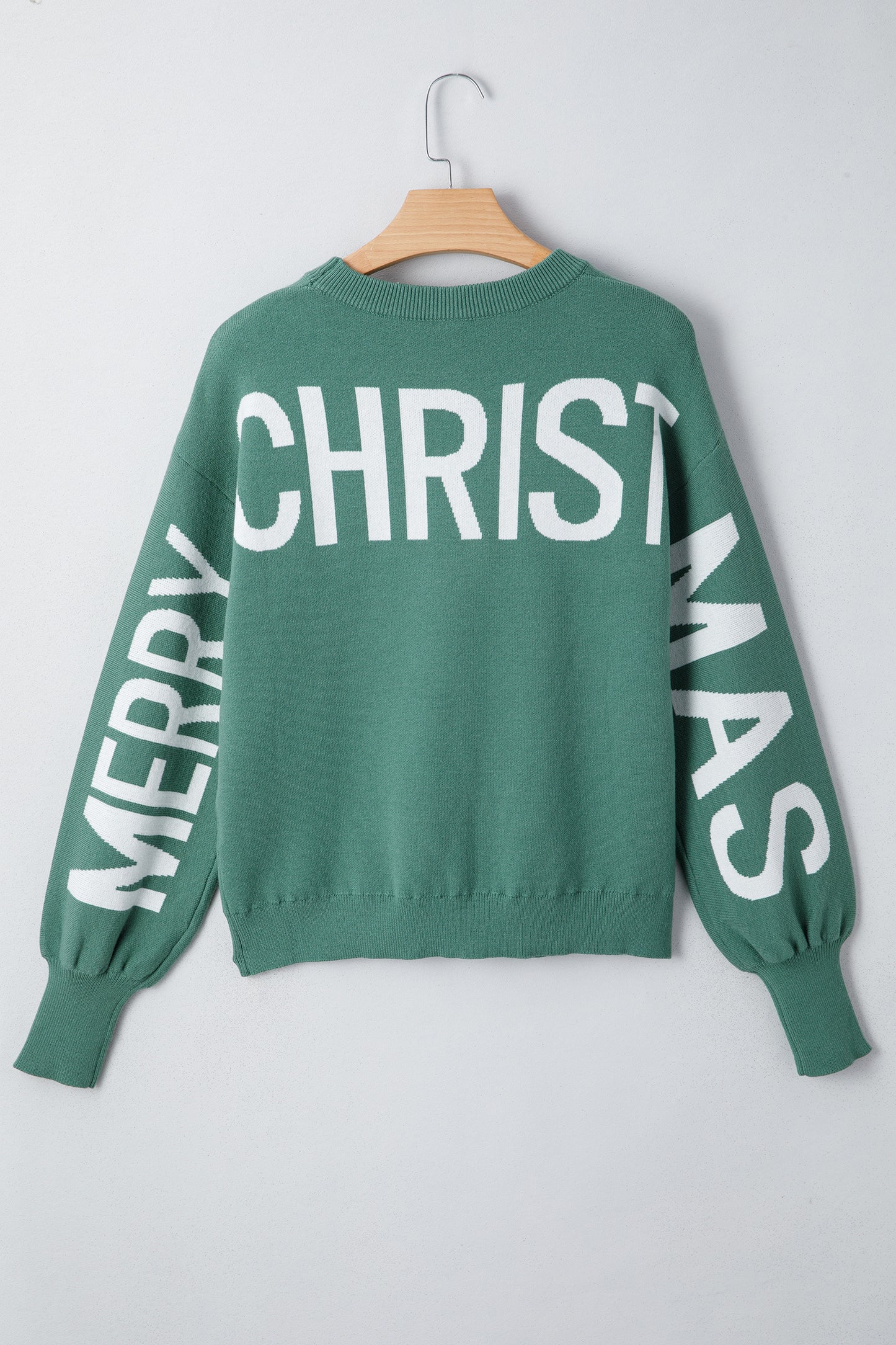 Fiery Red HO HO HO MERRY CHRISTMAS Drop Shoulder Loose Sweater