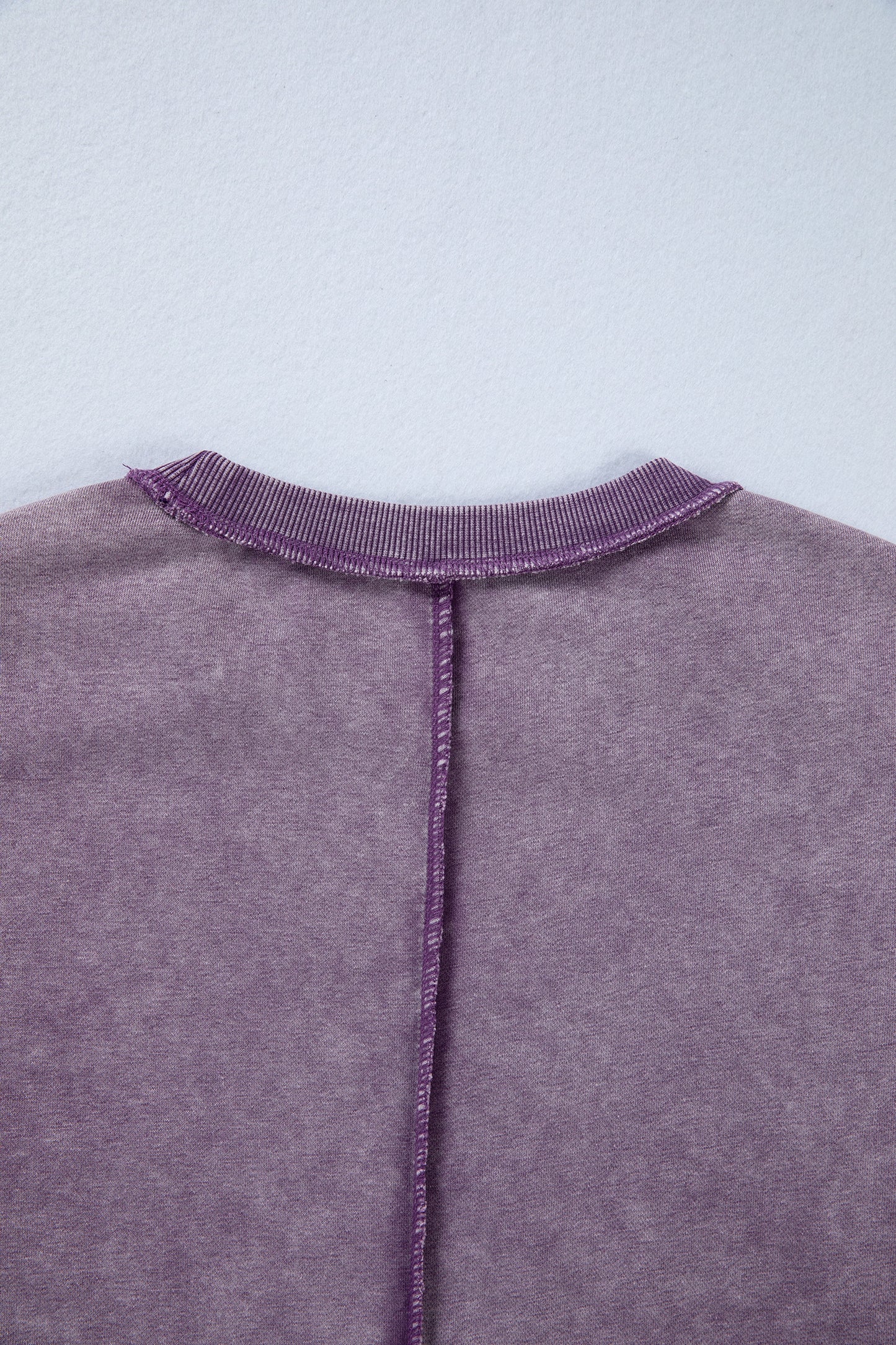 Red Sandalwood Mineral Wash Exposed Seam Side Slit Sweatshirt